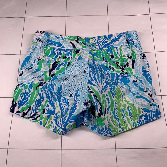 Lilly Pulitzer Shorts Womens 0 Blue Green Let’s Cha Cha Preppy Sea Monogram - Picture 2 of 12